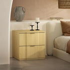 Manhattan Comfort - Table de nuit Clive 22" style mid-century moderne à 2 tiroirs - Naturel et doré-Deux tiroirs spacieux offrent un rangement dissimulé pratique pour les essentiels de chevet
