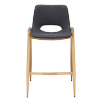 Zuo - Desi Tabouret de comptoir - Noir/Or - Ensemble de 2-Tissu en faux cuir doux et durable