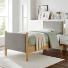 Modway - Maven Taille jumelle Tissu tapis Lit de plateforme, Chêne de blé-Tissu en tissage à bruyère