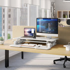 Mount-It! - Convertisseur de bureau debout avec plateau de 38 po, blanc-Le large plateau pour clavier peut accueillir un clavier de grande taille et offre suffisamment d'espace pour un tapis de souris