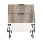 Manhattan Comfort - Table de nuit moderne DUMBO 51 cm à 2 tiroirs - Blanc et gris rustique - Lot de 2-10