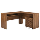 Modway - Render Bois Ensemble de bureau et d’armoire à dossiers - Noyer-Capacité de poids : 330 lb.