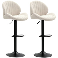 HOMCOM - Tabourets de bar pivotants hauteur comptoir avec dossier - beige - paquet de 2-Tissu en chenille doux et mousse haute densité assurent un confort d'assise luxueux 
