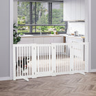 PawHut - Barrière pour chien pliable à 4 panneaux avec porte, 30 po H - blanc-Deux supports supplémentaires pour une stabilité accrue 