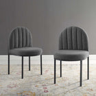 Modway - Isla Tissu rembourré Fauteuil d’appoint de salle à manger Ensemble de 2 - Charbon noir-Conception en coquille