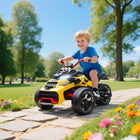Qaba - Véhicule électrique pour enfants à 3 roues 12V à batterie - jaune-Deux moteurs 12V avec suspension indépendante gèrent facilement tous les terrains 