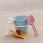 Miniland - Coffret de sable ECO junior - Couleurs pastel - Lot de 4-Contenu : 1 seau, 1 pelle, 1 râteau et 1 pelle