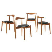 Modway - Stalwart Fauteuils d’accompagnement à manger Ensemble de 4 - Noir noyer foncé-Chaise à manger latérale moderne