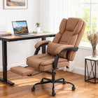 HOMCOM - Fauteuil de bureau avec massage - chaise de bureau inclinable - marron-Dossier haut, coussin lombaire indépendant, accoudoirs reliés pour épouser la ligne de votre corps 