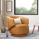 Modway - Celestia Cuir végane Tissu et bois Chaise pivotante - Tan-Rembourrage en cuir végane