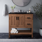 Modway - Ashlyn 36" Vanette de salle de bain - Noir noyer-Étagères et tiroirs spacieux