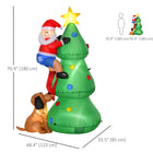 HOMCOM - Arbre de Noël gonflable de 6ft - lumière LED avec décoration de chien Père Noël - Vert-Couleur principale : vert 