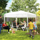 Outsunny - Tente gazébo pliante d'extérieur 10 pi l x 10 pi L - Blanc-Structure en acier résistant à la rouille pour une utilisation à long terme