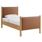 Modway - Maven Taille jumelle Cuir végétalien rembourré Lit de plateforme, Tan Oak-Assemblée requise
