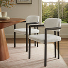 Modway - Elio Tonneau Tissu et métal Chaise à manger - Crème noire-Cadre métallique revêtu en poudre