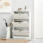 HOMCOM - Armoire à chaussures étroite avec 3 tiroirs basculants pour entrée - blanc-Design moderne adapté à la plupart des styles de décoration intérieure 