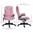 Vinsetto - Chaise de bureau de massage à haut dossier avec vibrations 6 points - rose-Tissu à effet velours respirant et confortable