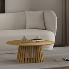 Manhattan Comfort - Table basse moderne Layla 90 cm, chêne naturel-Le plateau de table rond élégant offre un espace de surface généreux pour la décoration, les boissons ou d'autres essentiels