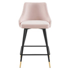 Modway - Adorn Performance Velvet Tabouret de comptoir - Rose - Ensemble de 2-Capacité du poids de la chaise : 300 lb