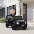 Qaba - Jeep pour enfants sous licence Land Rover 12V à chevaucher - noir-La voiture jouet fonctionne jusqu’à 1 heure avec une batterie de 12V 7Ah
