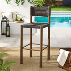 Modway - Parkland Terrasse extérieure Rotin et aluminium Tabourets de bar - Noyer - Ensemble de 2-Conception toutes saisons