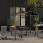 Outsunny - Station de cuisine de camping avec 2 étagères et sac de transport pour barbecue, fêtes, pique-niques, arrière-cours, gris-Porte protégeant l'intérieur, avec une fermeture éclair sécurisée. Peut être enroulée et maintenue ouverte