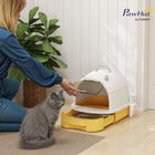 PawHut - Bac à litière pour chat type tiroir 15,9 po l x 20,5 po P x 15,4 po H - jaune-Deux sacs désodorisants remplaçables contrôlent les mauvaises odeurs 