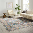 Modway - Success Médaillon vintage floral vieilli Anisah Tapis de comédie 8 pi l x 10 pi L - Gris ivoire Jaune Orange-Tissage serré à poil bas