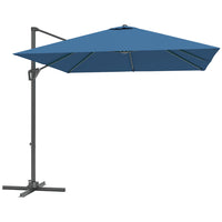 Outsunny - Parasol suspendu carré de patio 8 pi L x 8 pi l avec rotation à 360°, bleu marine-Parasol de terrasse déporté attrayant et élégant offrant une protection supplémentaire contre les éléments grâce à son design supérieur d'inclinaison et de manivelle  