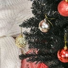 HOMCOM - Sapin de Noël artificiel 6' mince - décoration de fête - noir-Couleur : Noir 