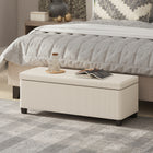 HOMCOM - Banc ottoman de rangement 44 po avec couvercle et pieds - beige-Tissu respirant et doux pour la peau avec rembourrage en mousse souple pour un confort supérieur 