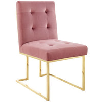 Modway - Privy Acier inoxydable doré Performance Velvet Chaise à manger - Rose Poussiéreuse d’Or-Fauteuil à manger Glam Deco