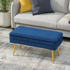 HOMCOM - Banc de rangement rembourré pour bout de lit - bleu foncé-Peut être utilisé comme banc de bout de lit, banc de fenêtre ou banc d’entrée 