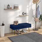 HOMCOM - Banc de rangement pour bout de lit - bleu foncé-Le rangement sous l’assise permet de garder vos objets bien rangés 