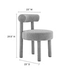 Modway - Toulouse Tissu Boucle Chaise à manger - Gris clair-Rembourrage en mousse dense