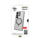 TUFF8 - Samsung Galaxy S25 Ultra - Étui robuste Glide360 compatible Qi2 - gris-Support rotatif à 360° : Support intégré qui pivote sous plusieurs angles pour une utilisation mains libres du téléphone.