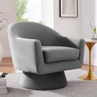 Modway - Astral Performance Velvet Tissu et bois Chaise pivotante - Gris-Rembourrage résistant aux taches