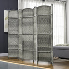 HOMCOM - Séparateur de pièce autoportant 6 panneaux tissé à la main pour bureau à domicile, chambre - gris mélangé-Motif tressé avec sommet arqué pour plus d’élégance  
