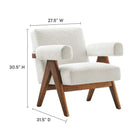 Modway - Lyra Tissu Boucle Fauteuil - Ivoire - Ensemble de 2-Coussins non amovibles