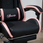 Vinsetto - Chaise de gaming avec repose-pieds et roulettes pivotantes - noir-Cinq roulettes et siège pivotant s’adaptent à vos mouvements