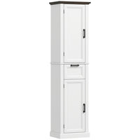 HOMCOM - Armoire de rangement de salle de bain 65 po avec étagères et tiroir - blanc-Deux armoires avec quatre étagères et un tiroir gardent les essentiels de la salle de bain bien organisés   