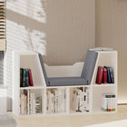 HOMCOM - Bibliothèque à 6 compartiments avec coussin de siège - gris-2 étagères supérieures offrent un espace supplémentaire pour une lampe ou des horloges 