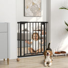 PawHut - Barrière pour bébé 30 po-32 po, barrière pour animaux avec fermeture automatique - noir-Installation simple par pression, vis en option pour une stabilité supplémentaire 