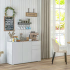 HOMCOM - Buffet latéral haute brillance 46,1 po L avec 2 tiroirs - blanc-Convient pour le salon, la salle à manger et le bureau 
