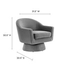 Modway - Astral Performance Velvet Tissu et bois Chaise pivotante - Gris-Tissu de velours Performance