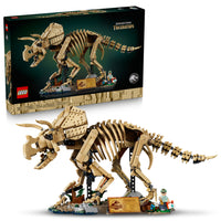 LEGO - Jurassic World Les fossiles de dinosaures : le tricératops-Offrez aux amateurs de dinosaures un ensemble de construction Jurassic Park emblématique et une superbe pièce à exposer