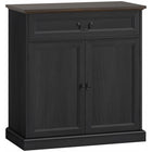HOMCOM - Buffet 31,5 po L - armoire latérale - grain de bois noir-Un tiroir et une armoire offrent un espace organisé pour les tasses, les collations, les couverts et plus encore 