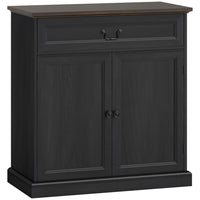 HOMCOM - Buffet 31,5 po L - armoire latérale - grain de bois noir-Un tiroir et une armoire offrent un espace organisé pour les tasses, les collations, les couverts et plus encore 