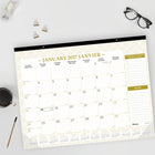 Blueline - 2027 Calendrier sous-main mensuel Collection Or - 12 mois - 22 po x 17 po - Or classique - bilingue-Deux perforations pour suspension murale
