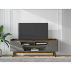 Manhattan Comfort - Meuble TV Marcus 62,99 po style Mid-Century Modern - Greige et Nature-Recommandé pour un téléviseur de 65 pouces
